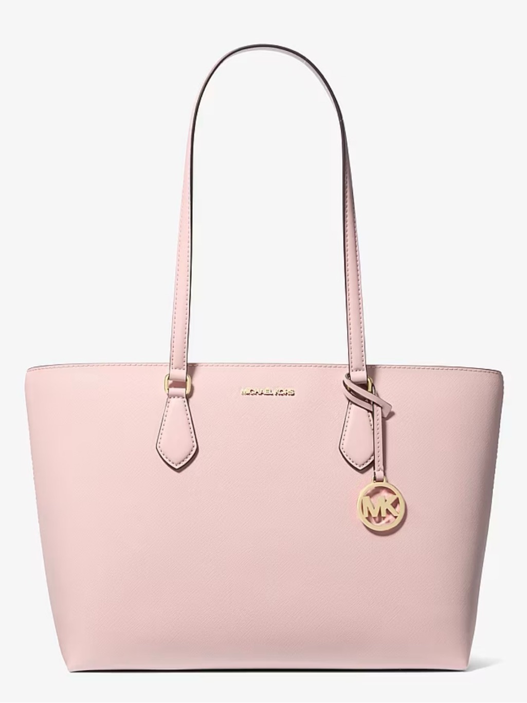 Michael Kors Pale Pink Saffiano Leather Tote With Gold Charm